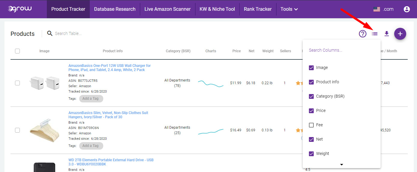 Egrow product tracker